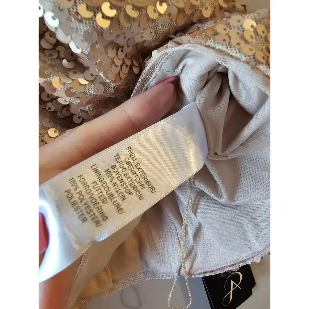 Adrianna Papell sz 6 two piece dress rose gold sequins new with tags gown $199